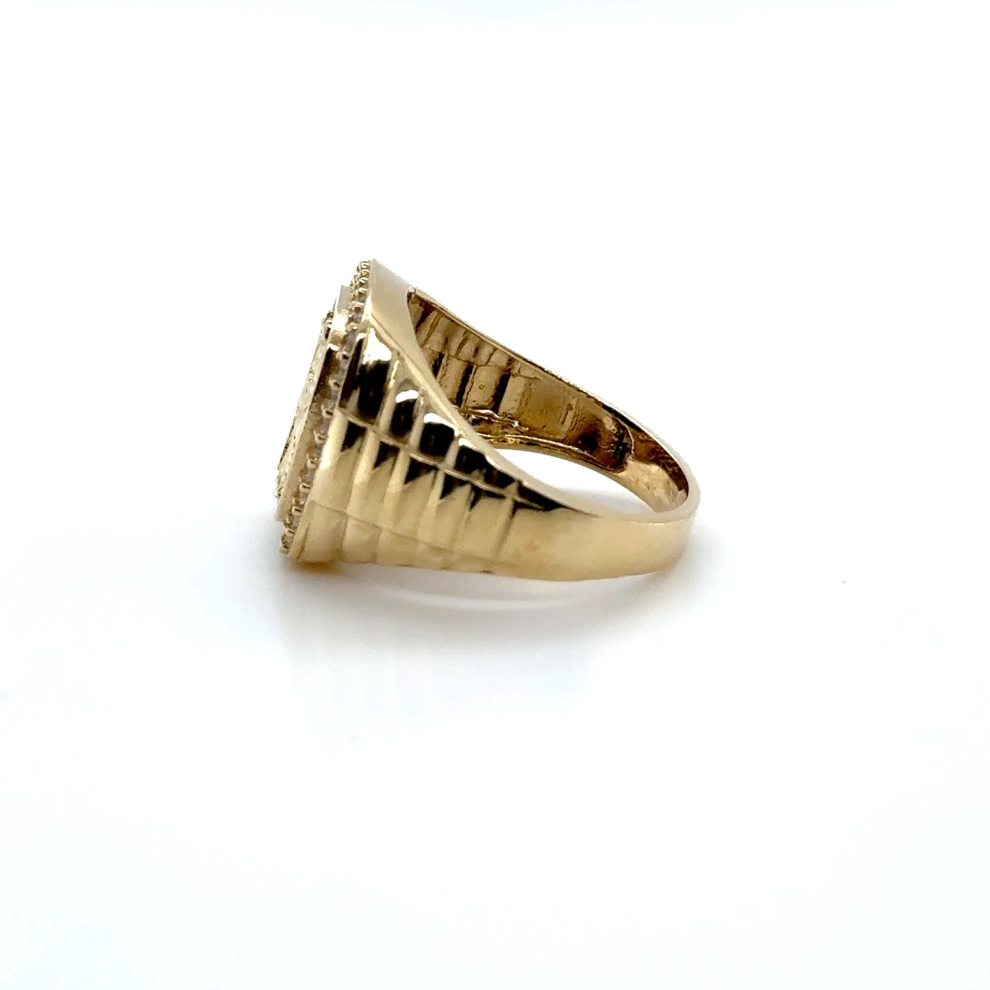 14K San Judas Halo Onyx Anillo