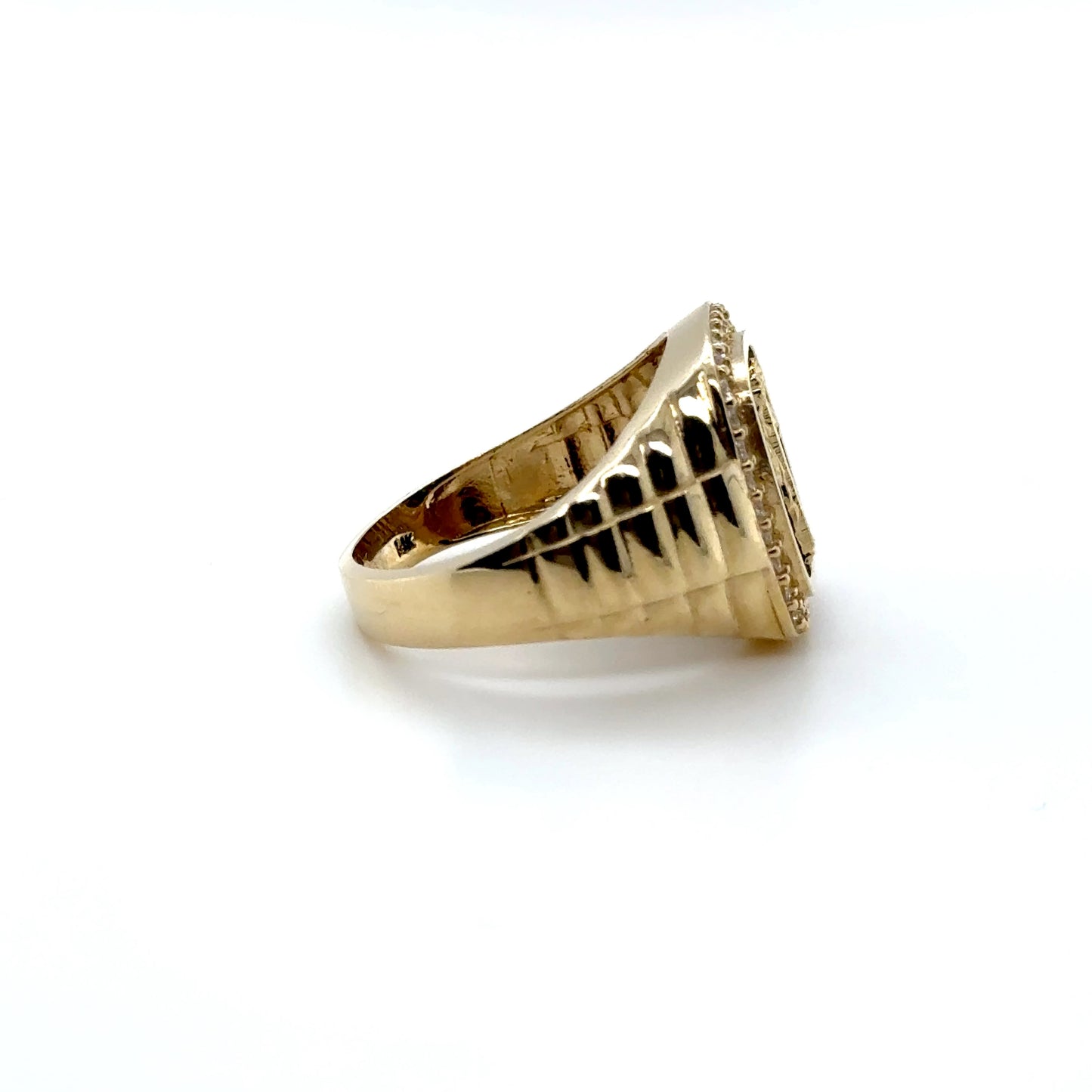 14K San Judas Halo Onyx Anillo